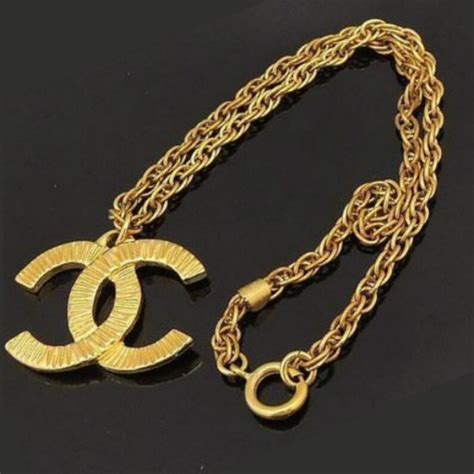 chanel logo necklace etsy|genuine Chanel necklace.